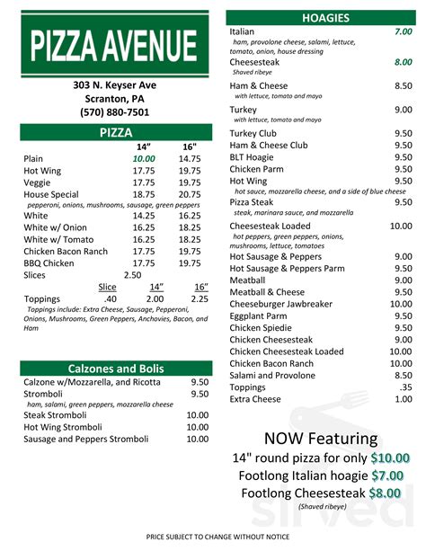 Pizza avenue - Dec 12, 2023 · 10:30AM-10PM. Saturday. Sat. 10:30AM-10PM. Updated on: Dec 12, 2023. All info on Pizza Avenue FLEURIMONT in Sherbrooke - Call to book a table. View the menu, check prices, find on the map, see photos and ratings. 